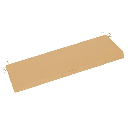 downluxe Outdoor Bench Cushion Waterproof, 48 x 18 Inch Patio Furniture Cushions with Adjustable Ties & Portable Handle, Porch Swing Cushions, Bench Cushions for Outdoor Furniture, Kahki - color: Khaki, size: 48x18x3 Inch