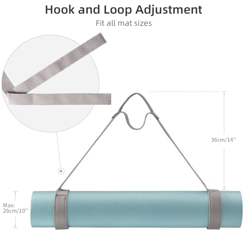 Trilancer Adjustable Yoga Mat Strap With Hook and Loop Closure, Yoga Mat Holder Carrier,and Organizing-Mat Not Included - color: Grey
