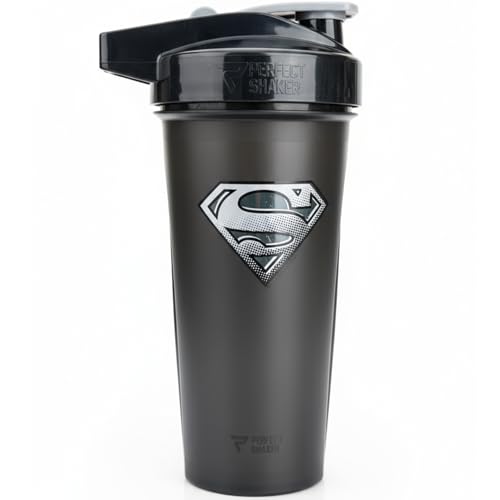 PerfectShaker ACTIV DC Comics Super Hero Series | Leak-Proof, BPA-Free, Shatter-Resistant | ActionRod Mixing Technology for Smooth Blends | Gym, Fitness & Sports Shaker - 28oz (Superman(Black)) - color: Superman(Black)