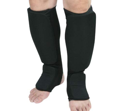 Cloth Shin & Instep Guard Taekwondo, Martial Arts, MMA Foot Protective Gear Protector for Sparring (Black/White; Child Small to Adult XL) - color: Black, size: Child Small