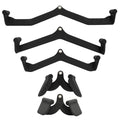 Fitvids LAT Pulldown Attachments, 5 Pieces Cable Machine Rowing Bar Set, Back Bicep Curl Tricep Lat Pull Down Strength Training Handles, Home Gym Fitness Cable Attachments with Non-Slip Rubber Coating - color: Graphite