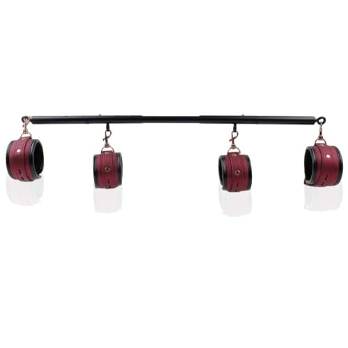 Spreader Bar Heavy Duty Stainless Steel Expandable Bar Home Gym with 4pcs Furry Crocodile Adjustable Strap,Sports Aid Training Pilates Aid Kit,Indoor Yoga Set - style: Black+Wine Kit