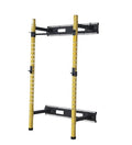 Fitvids Pro Series 2.35” x 2.35” Steel Folding Wall Mounted Power Rack Cage with Attachment Accessories - J Hooks and Height Adjustable Pull Up Bar
