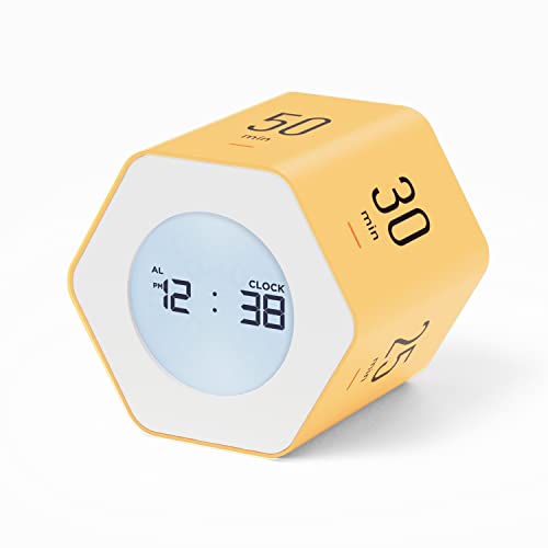 Mooas Multi-Hexagon Clock Cube, Digital Clock, Pomodoro Timer with Backlight 12/24H Count up & Countdown, Flip Timer, Various Time Presets - Ideal for Classroom, Gym, Office (Yellow) - color: Yellow