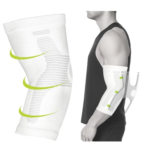 Elbow Compression Sleeve for Men - Kinesiology Compression Elbow Sleeve for Weightlifting - Elbow Sleeve for Tendonitis and Tennis Elbow Relief - Ideal for Gym, Sports (White, X-Small) - color: White, size: X-Small