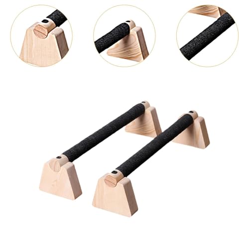 2 Pieces Push Up Bar Wooden Parallettes Bar for Men Women Portable Sturdy Structure Push Up Stand for Exercise Floor Workout - size: 35CM