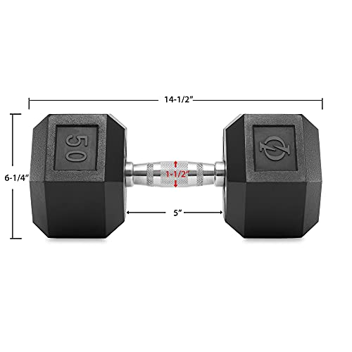 Philosophy Gym Rubber Coated Hex Dumbbell Hand Weights - style: 50 lb - Single