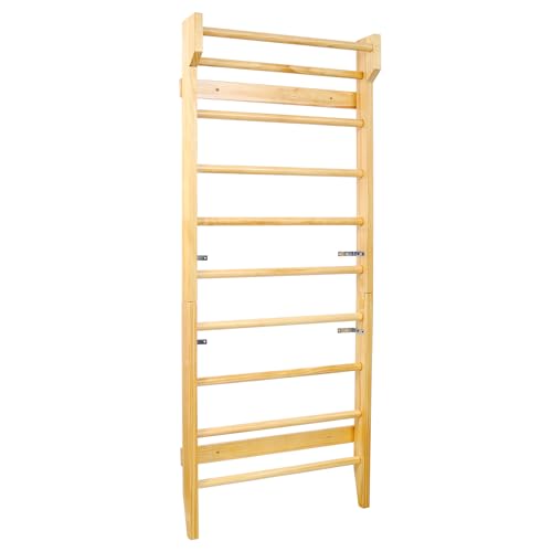 Swedish Ladder Wall Mounted Pull Up Bar - Hardwood Stall Bars - Swedish Wall Ladder & Wooden Pull Up Bar, Swedish Ladder Wall Gym Adult - Natural