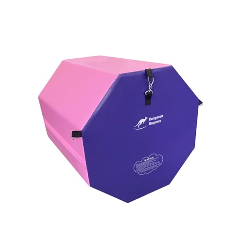 Kangaroo Hoppers Gymnastics Octagon Tumble Mat for Kids Ages 3-12 | Backbend & Handspring Trainer with High-Density Foam, 3 Carry Handles, PVC Material Cover — Home Gym, 2 Sizes - color: Purple / Pink, size: S: 19"x23"