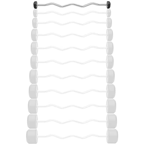 Philosophy Gym Rubber Fixed Barbell, Pre-Loaded Weight EZ Curl Bar for Strength Training & Weightlifting - style: 10 LB