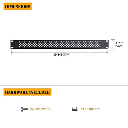 RIVECO 1U Vented Blank Panels for Rack & Cabinets Front Cover Panel 19-Inch Server & Network Rack Mount 2 PCS Black - size: 1U