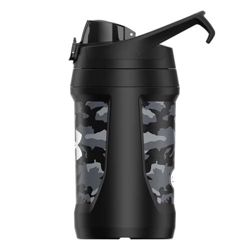 Under Armour 32 oz Insulated Water Bottles - Sports Water Jug with Fence Hook, Leak Resistant for Baseball, Football & More, 32 oz Insulated, Black Woodland - color: Black Woodland, size: 32 Ounces