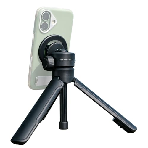 POP-4 Self-Opening Tabletop Tripod & Selfie Stick for Smartphones, Cameras & Pocket Gimbals, Magnetic Phone Mount Ready, Tap-to-Open Mini Tripod with 360° Ball Head, Dual 1/4" Threads, Portable