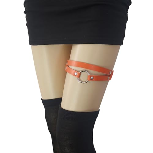 Adjustable O-ring Leg Garter, Elastic Thigh Garters Belt for Women, 1 Pair - color: Orange