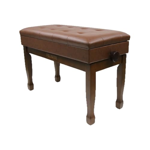 Adjustable Height Piano Bench with Storage, Solid Wood Duet Keyboard Stool, Waterproof Padded Seat Cushion, Multi-Use Bench for Piano, Vanity, Living Room, Bedroom XJ750-4(Wood) - color: Wood