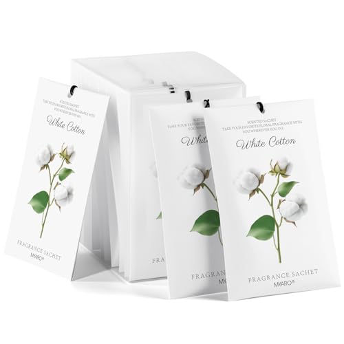 MYARO 12 Packs Scent Sachets for Closet Clothes Storage - White Cotton Fragrance Long Lasting Home Air Freshener Odor Deodorizer - color: White Cotton