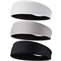 Braylin Men's Headbands, 3-Pack Head Band for Men, Sport Sweatbands for Running Fitness Yoga Cycling, Sweat Wicking Non Slip - color: 03.3Pcs White/Black+Gray/Black+Black