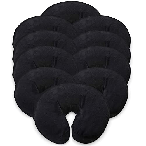 London Linens Pack of 10, Premium Extra Thick 100% Cotton Flannel Massage Tables Face Cradle Covers Cozies Fitted - Includes 10 pcs (Black) - color: Black, size: 10