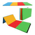 BalanceFrom 6x4 Feet 4-Panel Folding Gymnastics Mat – 2-Inch Thick Pad with Vinyl Surface and Carrying Handles for Tumbling, Yoga, Pilates, Home Workouts, and Martial Arts - color: Multi-Color