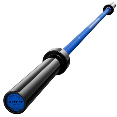 RITFIT Olympic Barbell 4ft/6ft - 2 Inch Weight Bar for Strength Training, Weightlifting, Squat, Deadlift, Bench Press, Curl, Overhead Press - 350lbs/500lbs Capacity - color: Black/Blue, size: 6FT without Collar
