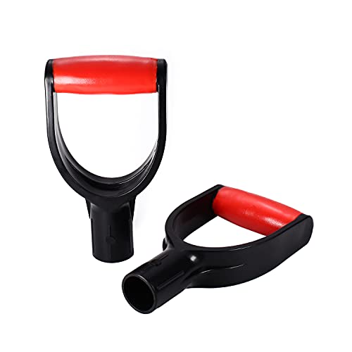 MroMax D Grip Shovel Handle Replacement, 1-1/4" Inner Diameter, PVC | Replacement Handle for Shovel, Spade, Snow Shovel & Rake, Yellow & Black Garden Tool Accessory, Ideal for Digging and Raking - color: Red-Black
