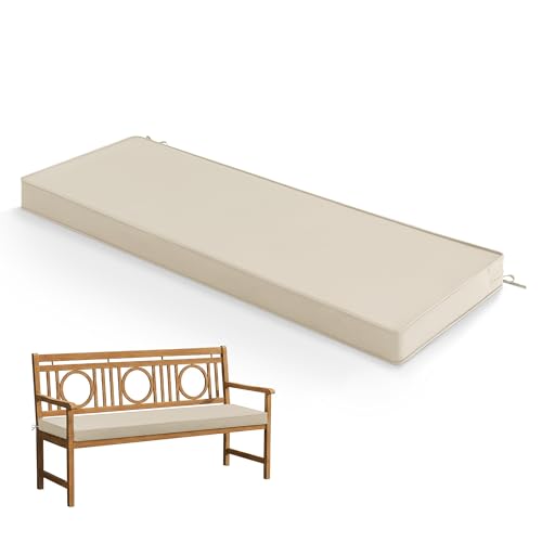 Summsun Outdoor Bench Cushion: Waterproof and Fade Resistant Patio Furniture Cushions - Non-Slip Bench Pad Cushion with Removable Cover for Garden Swing Porch Sofa Settee, 45 x 18 Inch, Beige - color: Beige, size: 45x18x3 Inch