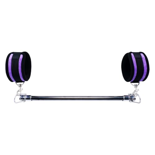 Spreader Bar Stainless Steel Vintage Black Bar with 2pcs Adjustable Straps,Sports Aid Training Fitness Gear Pilates Aid Kit, Home Restore Pilates Indoor Yoga Set - style: Fixed Silver+Purple Furry Kit