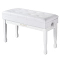 Adjustable Height Piano Bench with Storage, Solid Wood Duet Keyboard Stool, Waterproof Padded Seat Cushion, Multi-Use Bench for Piano, Vanity, Living Room, Bedroom XJ750-4(White) - color: White