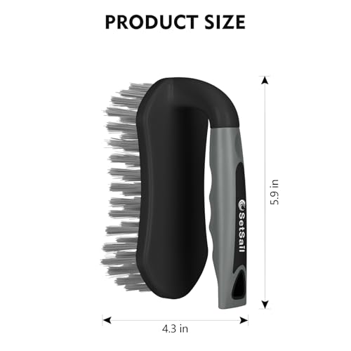 SetSail Scrub Brush, Heavy-Duty Scrub Brushes for Cleaning with Stiff Bristles Cleaning Brush for Shower, Bathroom, Carpet, Kitchen and Bathtub Scrubber - 2 Pack（Black Grey） - color: Black Grey, size: 2-pack