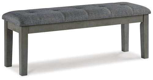 Signature Design by Ashley Hallanden Rustic Tufted Upholstered Dining Room Bench, Gray - color: Grey, style: Bench