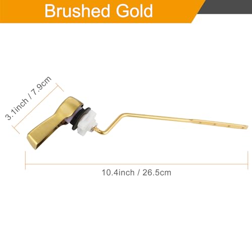 Hibbent Universal Metal Side Mount Toilet Handle Replacement Kit, Brass Toilet Flush Tank Lever with Stainless Steel Flapper Chains for Most Toilets, Brushed Gold - color: Brushed Brass, style: Side Mount