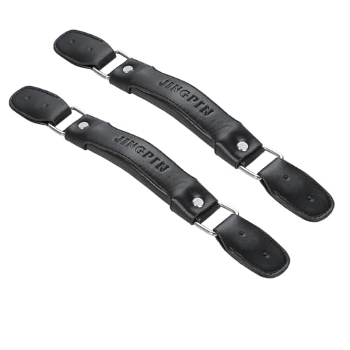 2PCS Luggage Handle,150mm Leather Pull Handle Grip, Black Suitcase Handle Carry Strap Replacement Part for Luggage Suitcase Box Black Tone