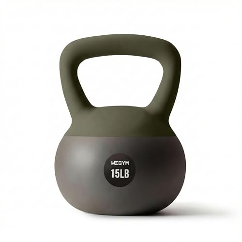 WeGym Soft Kettlebells with Cushioned Impact-Resistant Base and Anti-Slip, Wide-Grip Handle for Home Workouts, Weightlifting, and Full Body Strength Training - color: Forest, style: 15LB