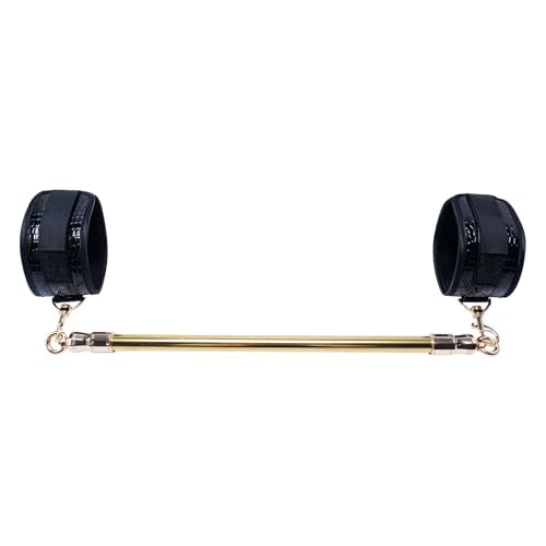 Spreader Bar Stainless Steel Vintage Black Bar with 2pcs Adjustable Straps,Sports Aid Training Fitness Gear Pilates Aid Kit, Home Restore Pilates Indoor Yoga Set - style: Fixed Gold+Black Crocodile Kit