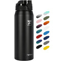 Fanhaw 24 oz Insulated Stainless Steel Water Bottle with Anti-Dust Chug Lid, Leakproof Vacuum Metal Everyday Use Bottle for Kids, Teens & Adults, Back to School Essentials (Black) - color: Black, style: 24 Ounces