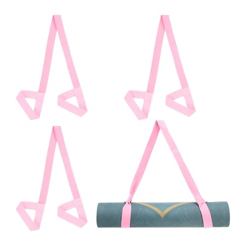 PATIKIL Yoga Mat Strap, Adjustable Yoga Mat Carrier Straps Sling Cotton Anti Slip Mat Holder Stretching Band - color: Pink