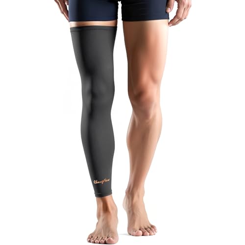 Copper-Infused Leg Compression Sleeve Ultra Breathable Full Leg Compression Sleeve for Pain Relief,Arthritis, Muscle Recovery, Swelling, Inflammation, Leg Sleeve for Thigh, Calf, Knee, Men & Women(Black, Small) - size: Small