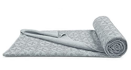 Yoga Towel, Hot Yoga Mat Towel - Sweat Absorbing Non-Slip for Hot Yoga, Pilates and Workout, 24x72 inches with Upgraded Clover-Shaped Grip Dots (Grey) - color: Grey