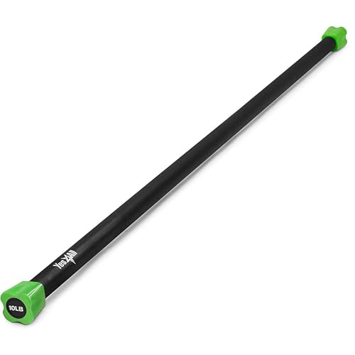 Yes4All Total Body Workout Weighted Bar, Resistance Band Bar, Racks for Strength Training, Exercise Bar for Yoga in Home and Gym - Single/Combo - color: Color-Coded, style: Set of 10 + 15 + 20lbs Weighted Workout Bars