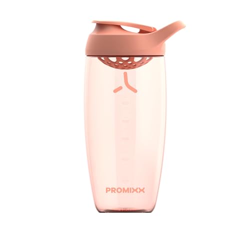 Promixx Pursuit Protein Shaker Bottle (24 oz) – Silent No-Ball Mixer, Leak-Proof Lid, BPA/BPS & Phthalate-Free ECOZEN – Easy-Clean Shaker Cup for Protein Shakes, Pre & Post-Workout Smoothies - color: Coral, size: 24 Ounces, style: 24 oz