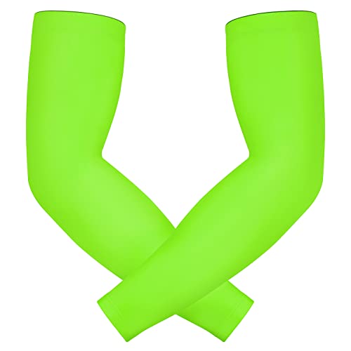 HDE Arm Compression Sleeves for Kids Basketball Shooting Sleeve Youth Sports Cooling Sun Protection Football Baseball 1 Pair - color: Action Green, size: Youth Medium