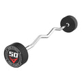 Rubber Coated Fixed Barbell, Pre-Loaded Weights EZ Curl Solid Steel Barbells, Weighted Bar for Weightlifting Exercise, Bodybuilding, Strength Training, Squat Rack & Bench Press - style: 50LB