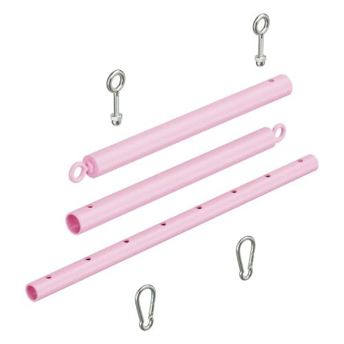 Spreader Bar Heavy Duty Stainless Steel Expandable Bar Home Gym with 4pcs Furry Crocodile Adjustable Strap,Sports Aid Training Pilates Aid Kit,Indoor Yoga Set - style: Pink+Pink Kit