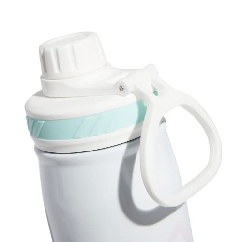 adidas Stainless Steel Metal Water Bottle 20 oz (600 mL) Screw Cap - color: White/Orchid Fusion Purple/Semi Flash Aqua Blue