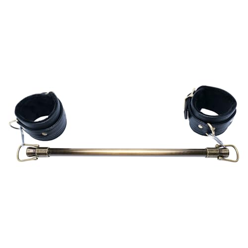 Spreader Bar Stainless Steel Vintage Black Bar with 2pcs Adjustable Straps,Sports Aid Training Fitness Gear Pilates Aid Kit, Home Restore Pilates Indoor Yoga Set - style: Fixed Copper+Black PU Kit