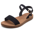 Herstyle Flat Sandals for Women – Open Toe 1 Band Ankle Strap Summer Dressy Sandals, Lightweight Casual Strappy Slip-On Flats with Adjustable Buckle - color: Black, size: 8