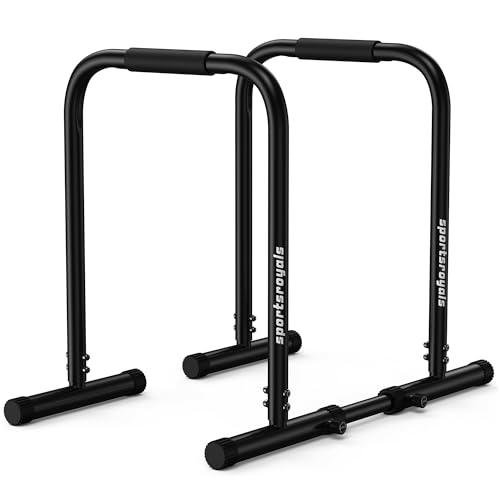 Sportsroyals Adjustable Dip Bar Station, Heavy Duty Parallette & Parallel Bars, 400LBS Stable Dip Stands for Home Gym, Calisthenics & Upper Body Workout Equipment - color: black-05