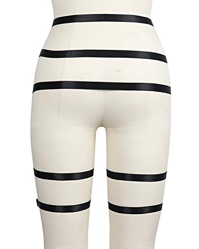 Garter Leg Belt Harness Leg Rave Thigh Garter Harness Strappy Garter Belt for Women Black