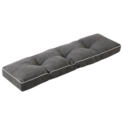 IPYNBAP Bench Cushion, 42 x 16 Inch Patio Furniture Cushions with Durable Ties, Soft Memory Foam Bench Cushions for Indoor/Outdoor Furniture with Non-Slip Bottom, Kitchen&Dining, Dark Grey - color: Dark Grey, size: 42*16+4”
