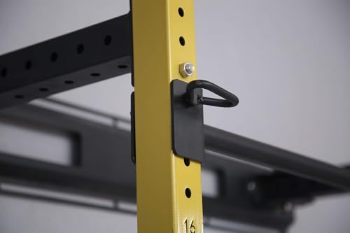 Fitvids Pro Series 2.35” x 2.35” Steel Folding Wall Mounted Power Rack Cage with Attachment Accessories - J Hooks and Height Adjustable Pull Up Bar